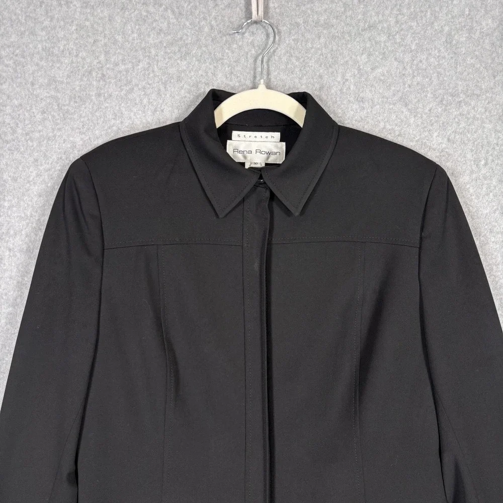 Vintage 90s Rena Rowan Blazer Jacket Size 10 Pockets Minimal Career‎ Travel USA